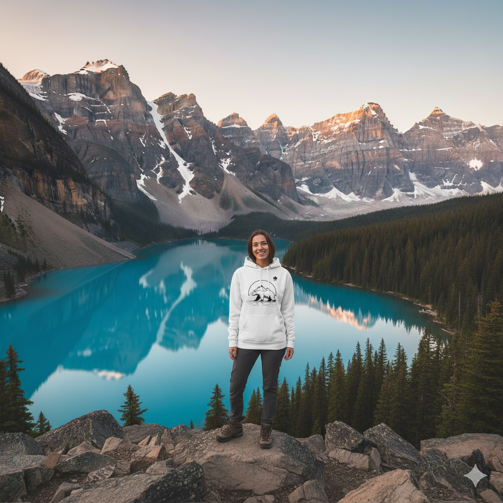 Two Sweet-e hikers on a ridge at sunrise.