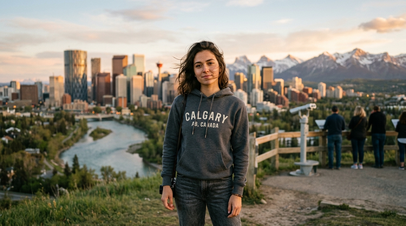 Minimalist Calgary Hoodie, Scotsman’s Hill & Bow River · Calgary, AB