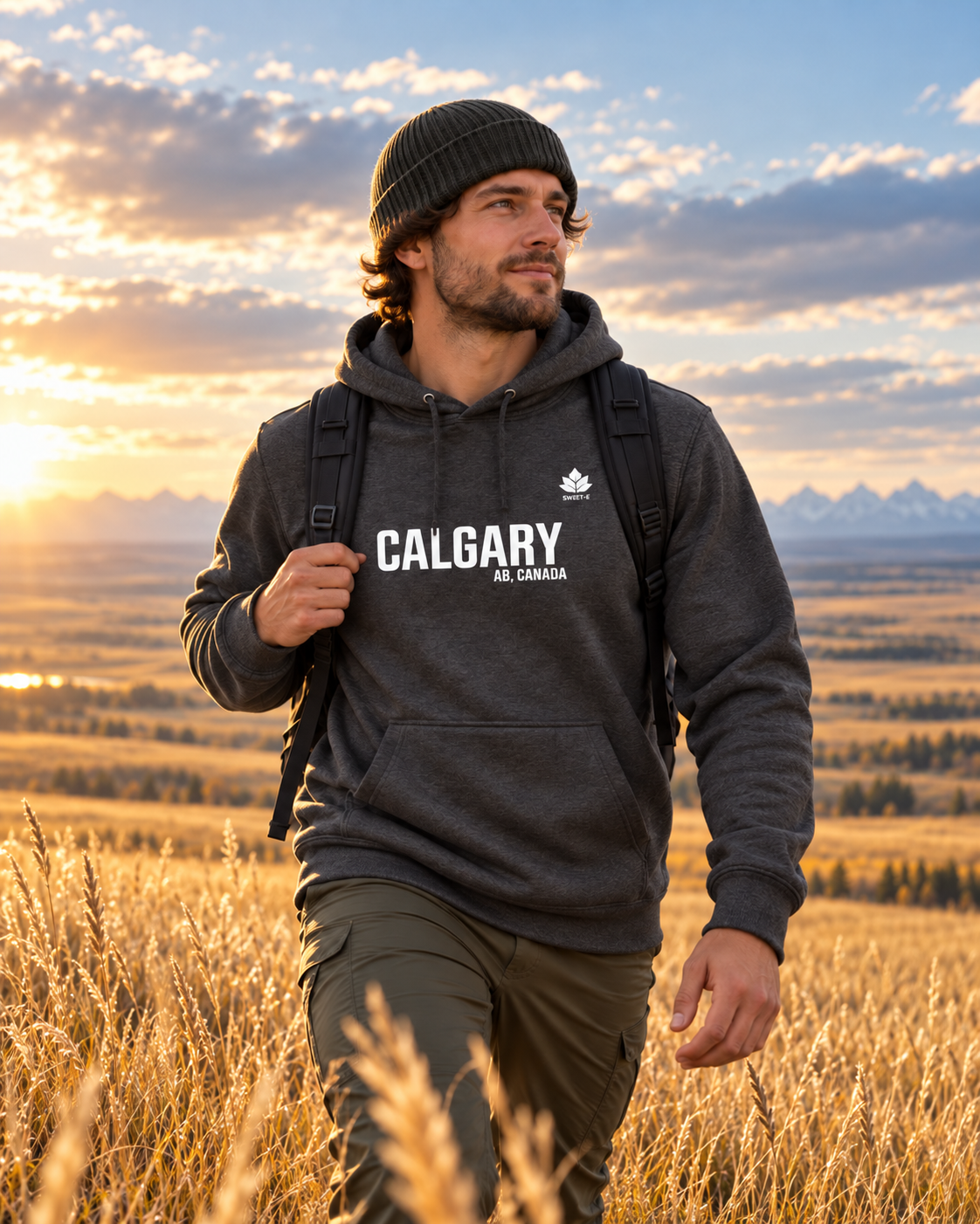 Sweet-e Calgary hoodie in the prairies