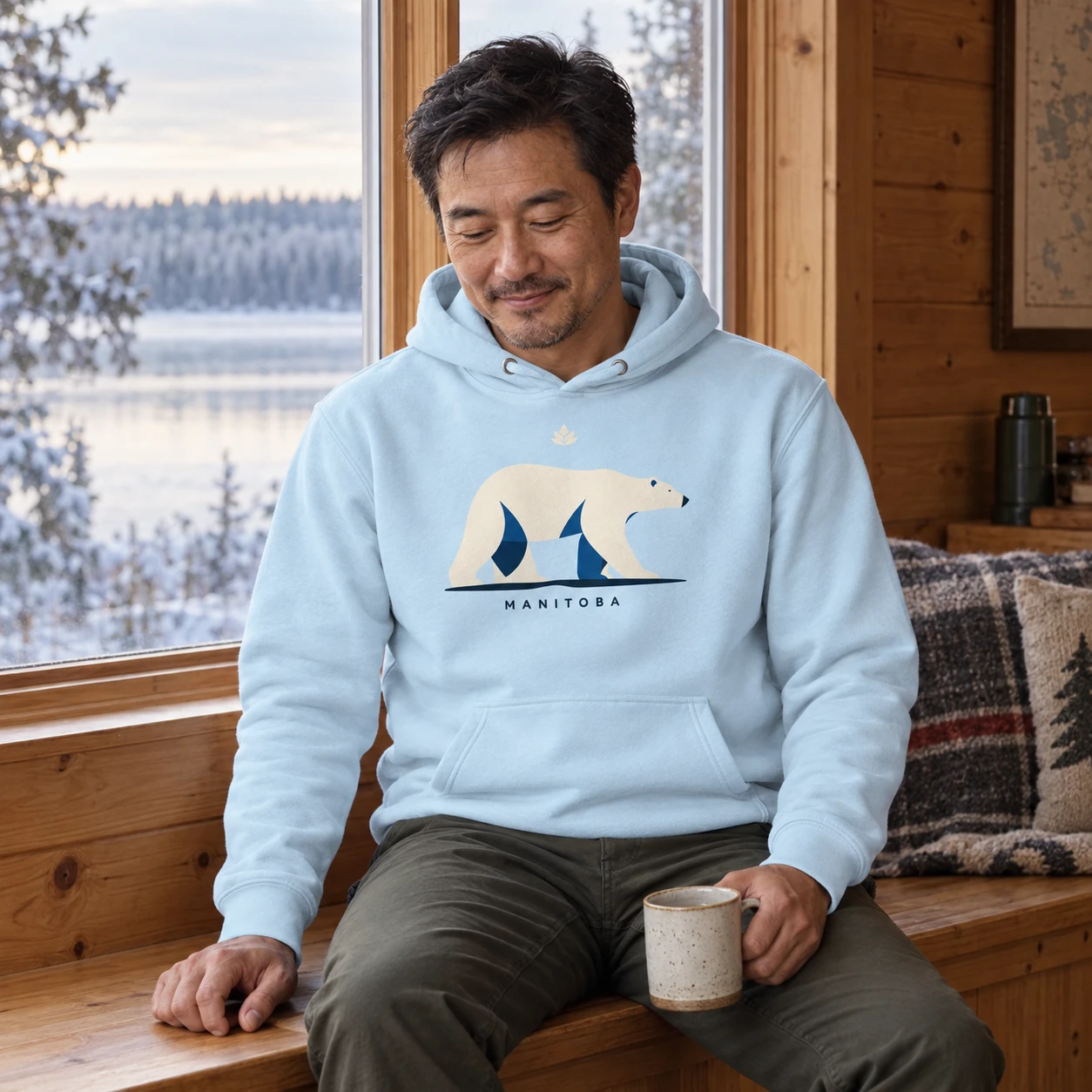 Manitoba Polar Bear Hoodie, lifestyle styling