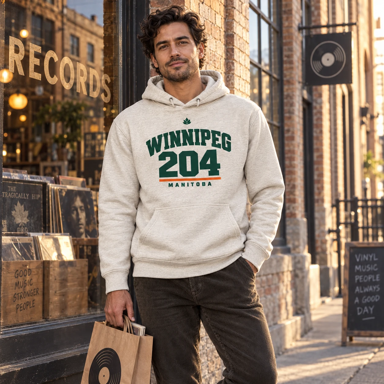 Winnipeg 204 Hoodie, lifestyle styling